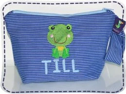 Kulturbeutel Mit Namen Justin & Ninja-Motiv – Personalisierte Kulturtasche Für Jungen (23x17x5 Cm)